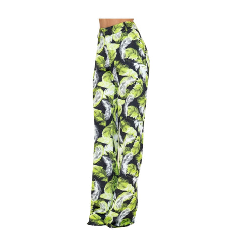 Gaelle Pantaloni Pantalone Donna stampa floreale Verde nero - Francavilla Moda